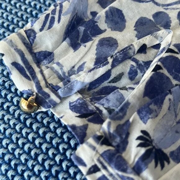 Tory Burch Blue and White Floral Peasant Blouse Tunic - Picture 6 of 6